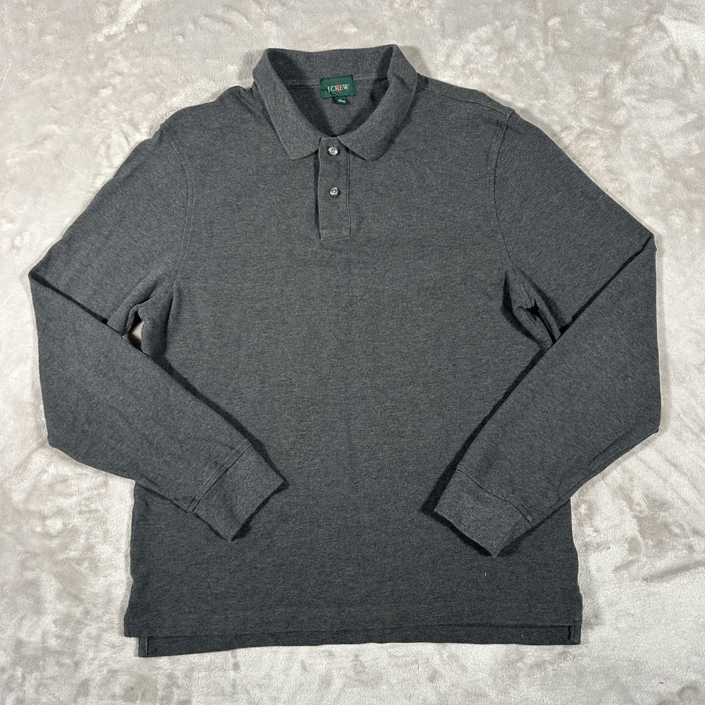 Vintage J.Crew Oarsman Polo Shirt Mens Size Large Gray Long Sleeve Preppy 90s